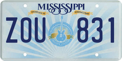 MS license plate ZOU831