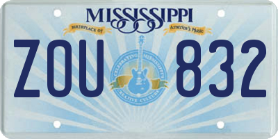 MS license plate ZOU832