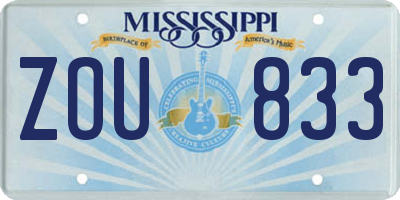 MS license plate ZOU833