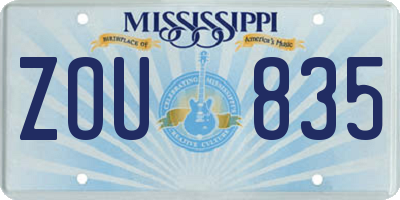 MS license plate ZOU835