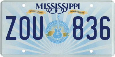 MS license plate ZOU836