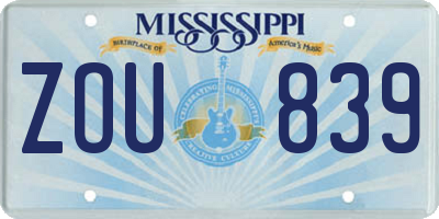 MS license plate ZOU839