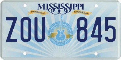 MS license plate ZOU845