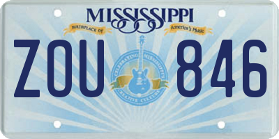 MS license plate ZOU846