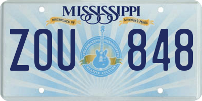 MS license plate ZOU848