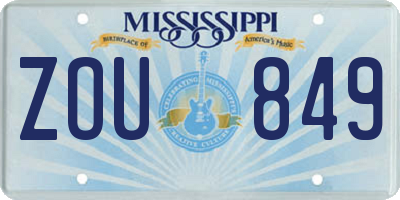 MS license plate ZOU849