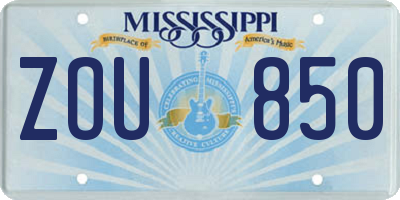 MS license plate ZOU850