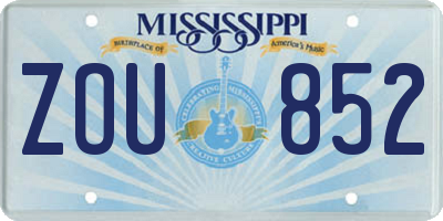 MS license plate ZOU852