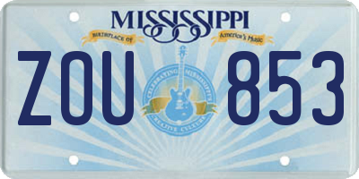 MS license plate ZOU853