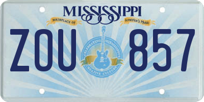 MS license plate ZOU857