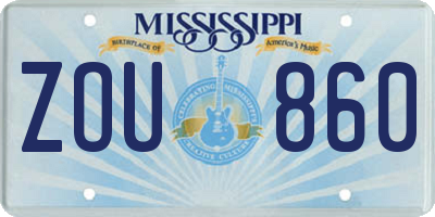 MS license plate ZOU860
