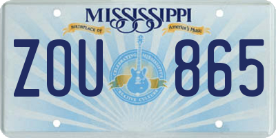MS license plate ZOU865