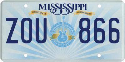 MS license plate ZOU866