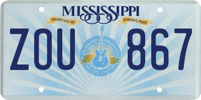 MS license plate ZOU867