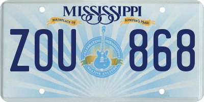 MS license plate ZOU868