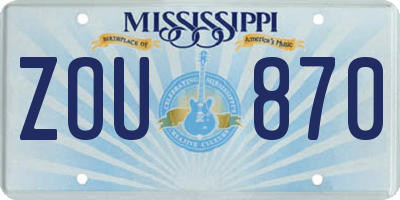MS license plate ZOU870