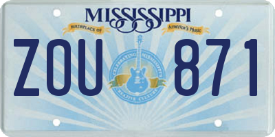 MS license plate ZOU871