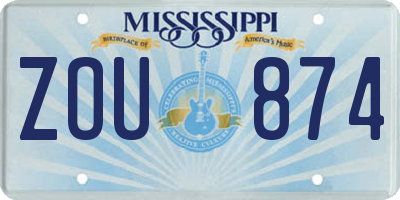 MS license plate ZOU874