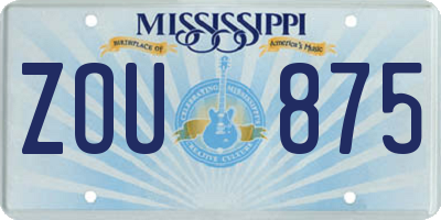MS license plate ZOU875