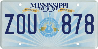 MS license plate ZOU878