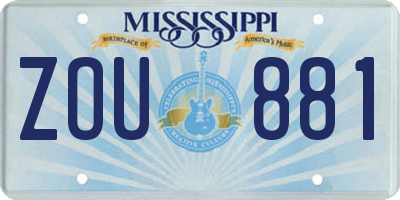MS license plate ZOU881