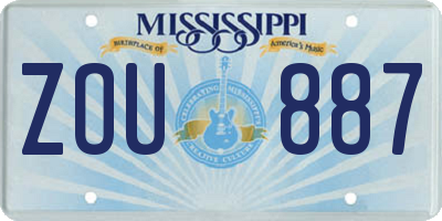 MS license plate ZOU887