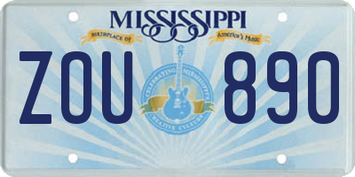 MS license plate ZOU890