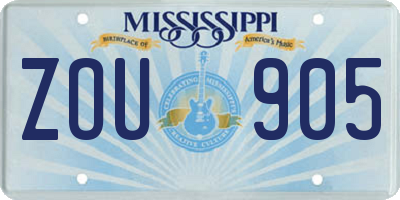 MS license plate ZOU905
