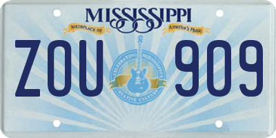 MS license plate ZOU909