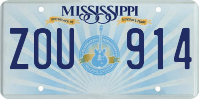 MS license plate ZOU914