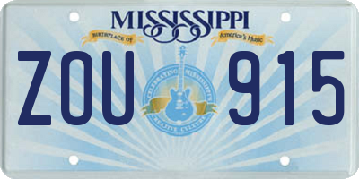MS license plate ZOU915