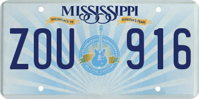 MS license plate ZOU916