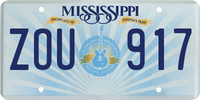 MS license plate ZOU917