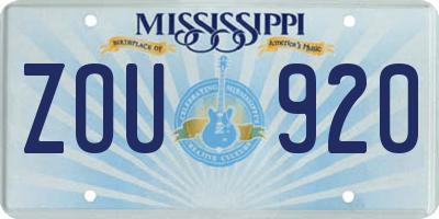 MS license plate ZOU920