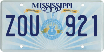 MS license plate ZOU921