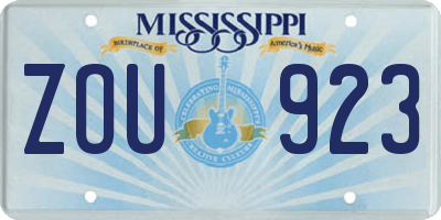 MS license plate ZOU923
