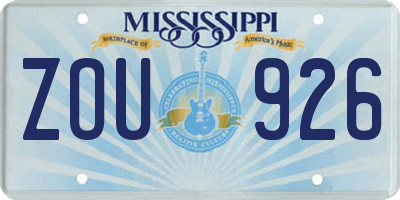 MS license plate ZOU926