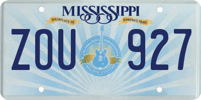 MS license plate ZOU927