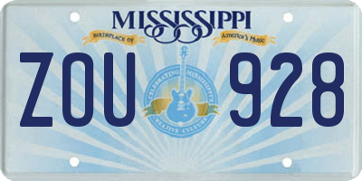 MS license plate ZOU928