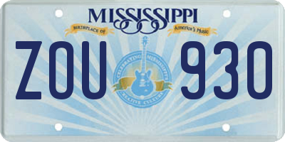 MS license plate ZOU930