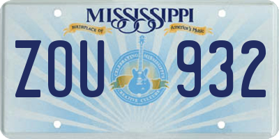 MS license plate ZOU932