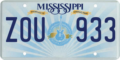 MS license plate ZOU933