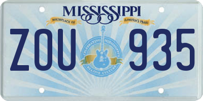 MS license plate ZOU935