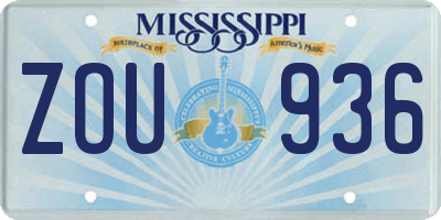 MS license plate ZOU936