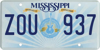 MS license plate ZOU937