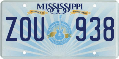 MS license plate ZOU938