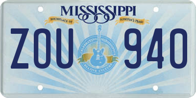MS license plate ZOU940