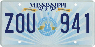 MS license plate ZOU941