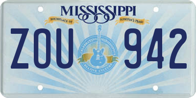 MS license plate ZOU942