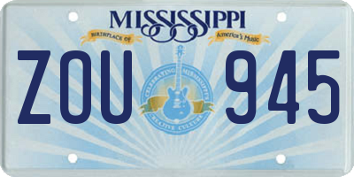 MS license plate ZOU945